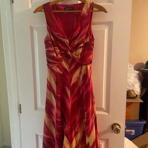 Jones New York calf-length, silky, flowing, light, tie-dye looking Dress 4